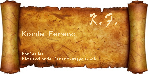 Korda Ferenc névjegykártya